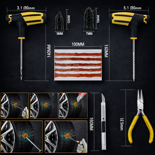 Compact Tire Plug Repair Kit for Cars & SUVs